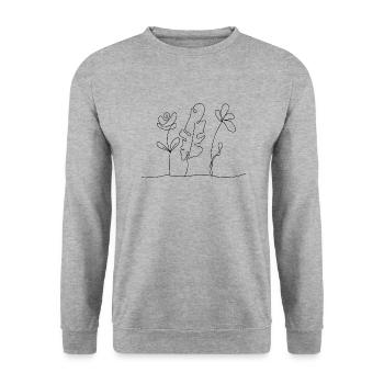Blumen - Unisex Pullover - Weißgrau meliert - Vorne - Alina (178cm) & Michal (187cm)