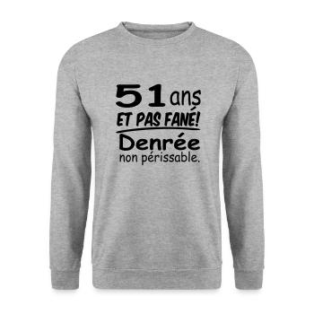 51 ans / anniversaire 51 ans / t-shirt 51 ans - Sweat-shirt Unisexe - gris chiné - Devant - Alina (178cm) & Michal (187cm)