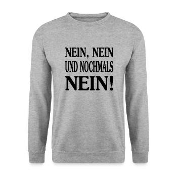 Nein,Nein und Nochmals Nein! Version 1 - Unisex Pullover - Weißgrau meliert - Vorne - Alina (178cm) & Michal (187cm)