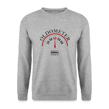 OLDOMETER 45e anniversaire - Sweat-shirt Unisexe - gris chiné - Devant - Alina (178cm) & Michal (187cm)