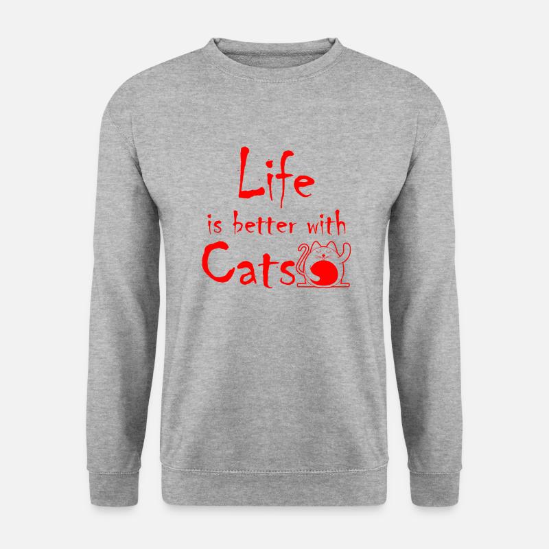 Cat Katze - Unisex Pullover - Weißgrau meliert