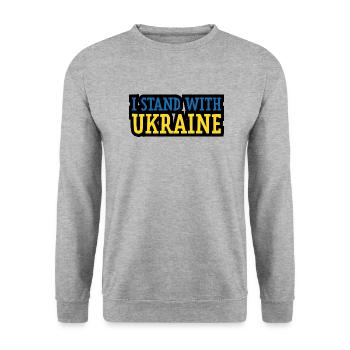 I Stand with Ukraine ! Make Love not War - Unisex Pullover - Weißgrau meliert - Vorne - Alina (178cm) & Michal (187cm)