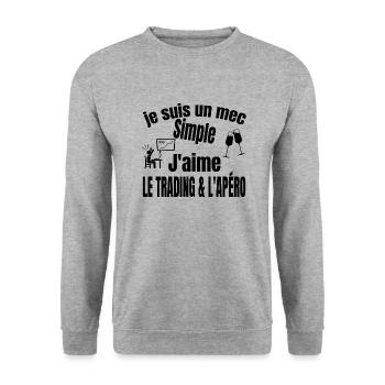 trading et apéro - Sweat-shirt Unisexe - gris chiné - Devant - Alina (178cm) & Michal (187cm)