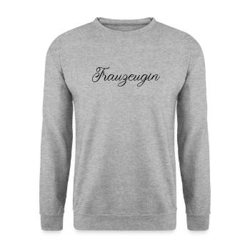 Trauzeugin - JGA - Hochzeit - Feier - Unisex Pullover - Weißgrau meliert - Vorne - Alina (178cm) & Michal (187cm)