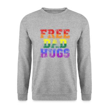 Free Dad Hugs Gay Daddy Pride LGBTQ - Sweat-shirt Unisexe - gris chiné - Devant - Alina (178cm) & Michal (187cm)