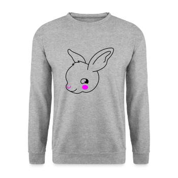 Oreilles de visage de lapin de deux couleurs - Sweat-shirt Unisexe - gris chiné - Devant - Alina (178cm) & Michal (187cm)
