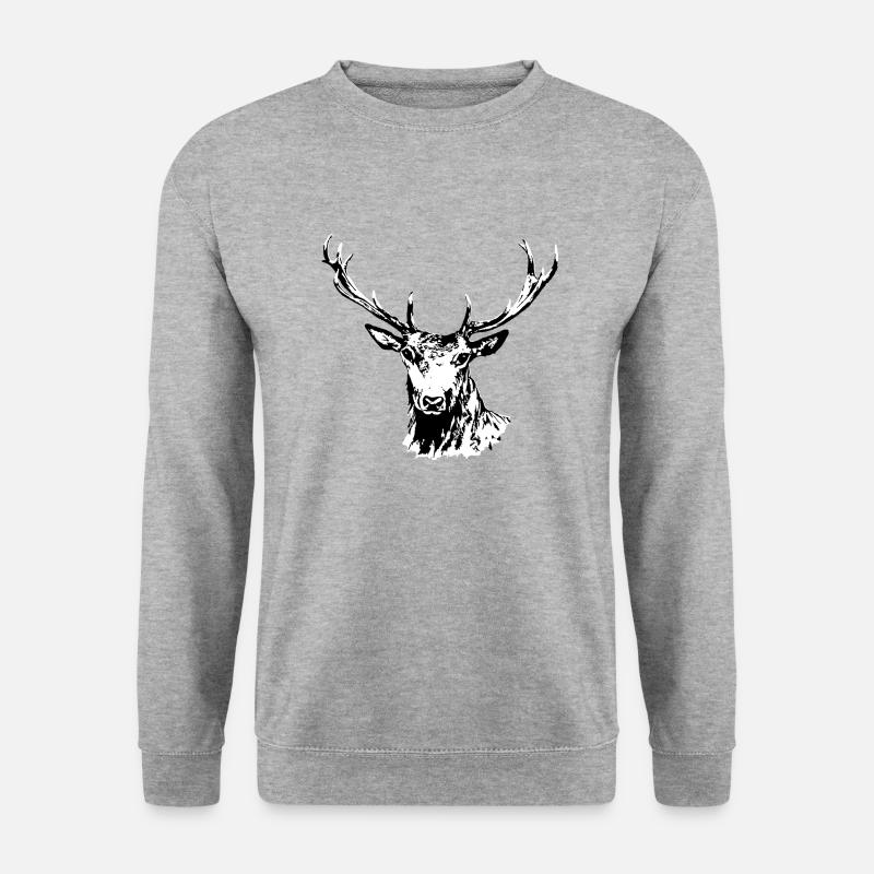 Hirsch - Unisex Pullover - Weißgrau meliert
