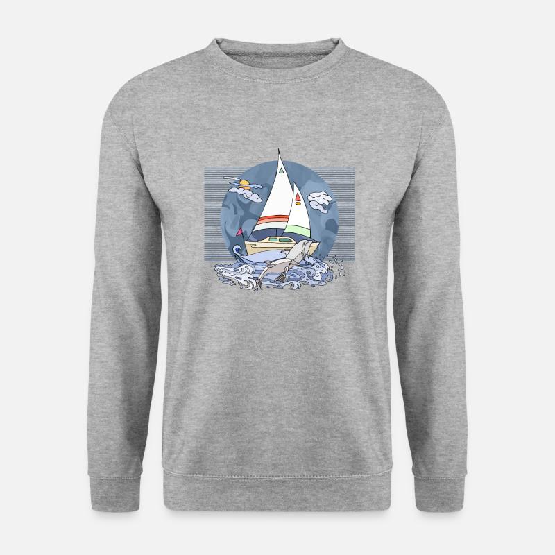 Segelboot - Unisex Pullover - Weißgrau meliert