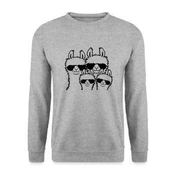 2 Enfants Famille Lama - Sweat-shirt Unisexe - gris chiné - Devant - Alina (178cm) & Michal (187cm)