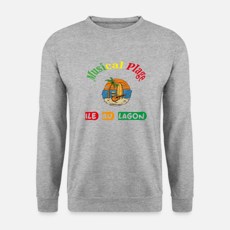 Musikalische Strandinsel zur Lagune - Unisex Pullover - Weißgrau meliert