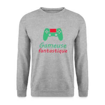 Tshirt femme Gameuse fantastique - Sweat-shirt Unisexe - gris chiné - Devant - Alina (178cm) & Michal (187cm)