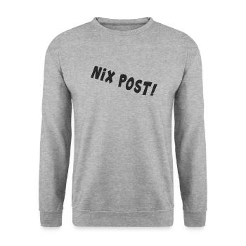 post postbote flaschenpost "nix post" - Unisex Pullover - Weißgrau meliert - Vorne - Alina (178cm) & Michal (187cm)
