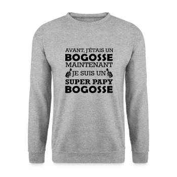 super papy bogosse / humour grand-père - Sweat-shirt Unisexe - gris chiné - Devant - Alina (178cm) & Michal (187cm)