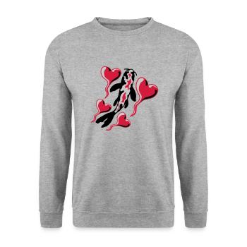 Hearts Koi Fish Nishikigoi - Unisex Sweatshirt - salt & pepper - Front - Alina (178cm) & Michal (187cm)