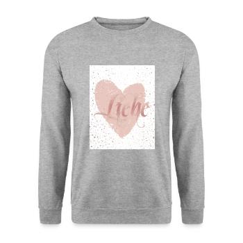 Liebe rosegold - Unisex Pullover - Weißgrau meliert - Vorne - Alina (178cm) & Michal (187cm)