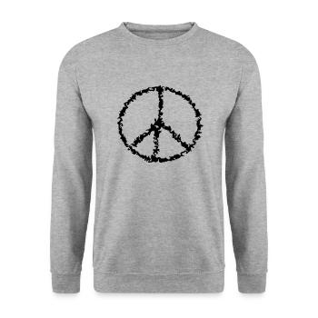 Frieden gezeichnet Zeichnung Designer Vektor - Unisex Pullover - Weißgrau meliert - Vorne - Alina (178cm) & Michal (187cm)