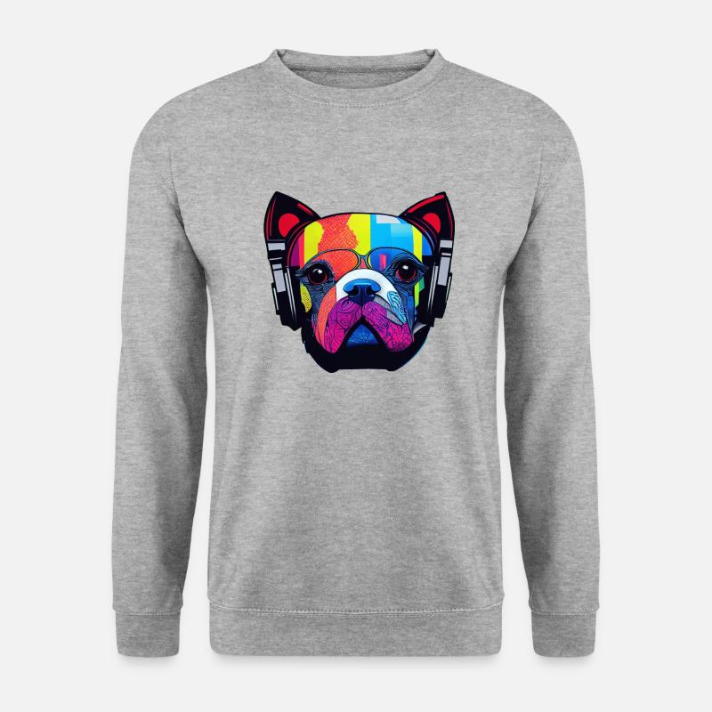Musik Hund Artwork Design - Unisex Pullover - Weißgrau meliert