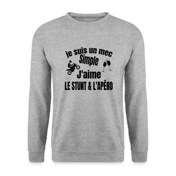 stunt et apéro - Sweat-shirt Unisexe - gris chiné - Devant - Alina (178cm) & Michal (187cm)