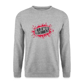 run better than government - Unisex Pullover - Weißgrau meliert - Vorne - Alina (178cm) & Michal (187cm)
