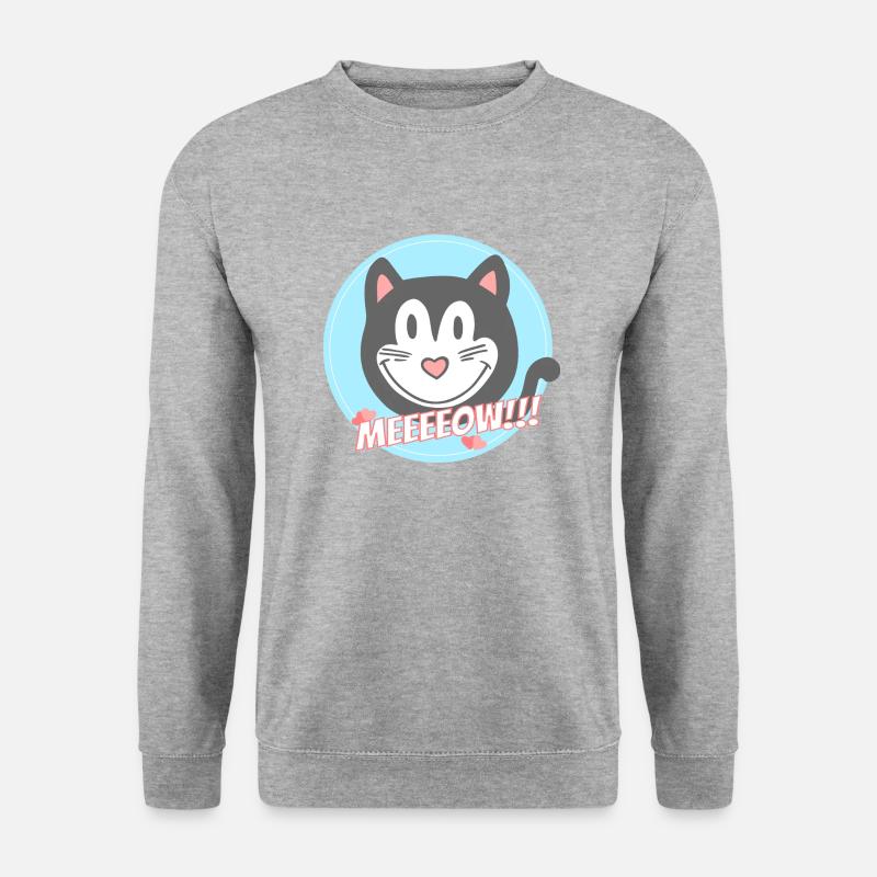 Katze, meow - Unisex Pullover - Weißgrau meliert