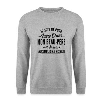 faire chier mon beau-père / humour beau-fils - Sweat-shirt Unisexe - gris chiné - Devant - Alina (178cm) & Michal (187cm)