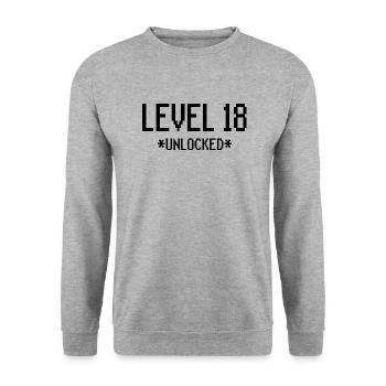 18. Geburtstag Level 18 Gaming 18 Jahre Gamer - Unisex Pullover - Weißgrau meliert - Vorne - Alina (178cm) & Michal (187cm)