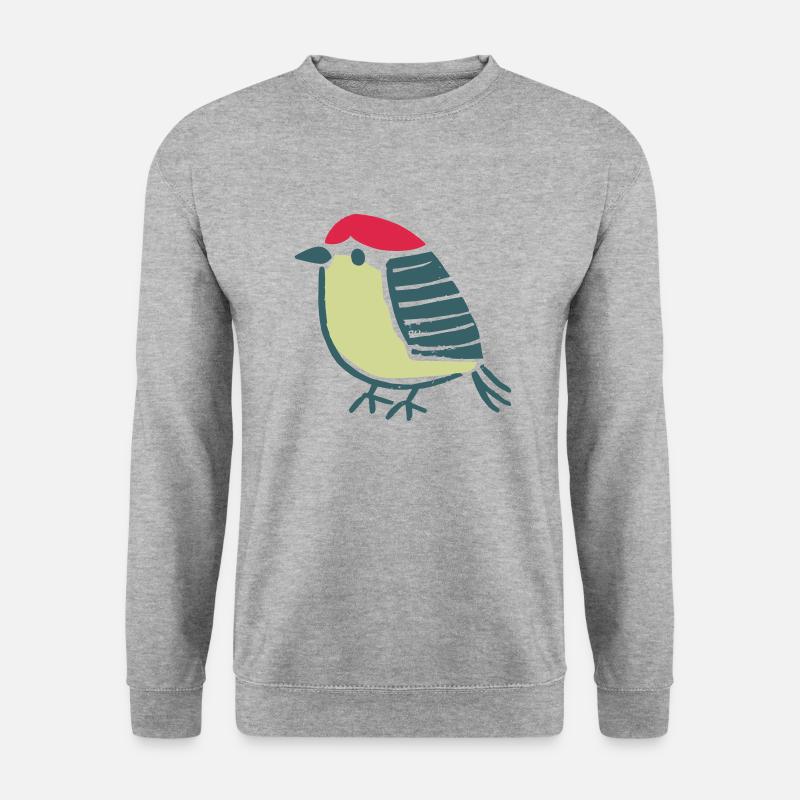 Vogel Amsel Drossel Fink Star - Unisex Pullover - Weißgrau meliert