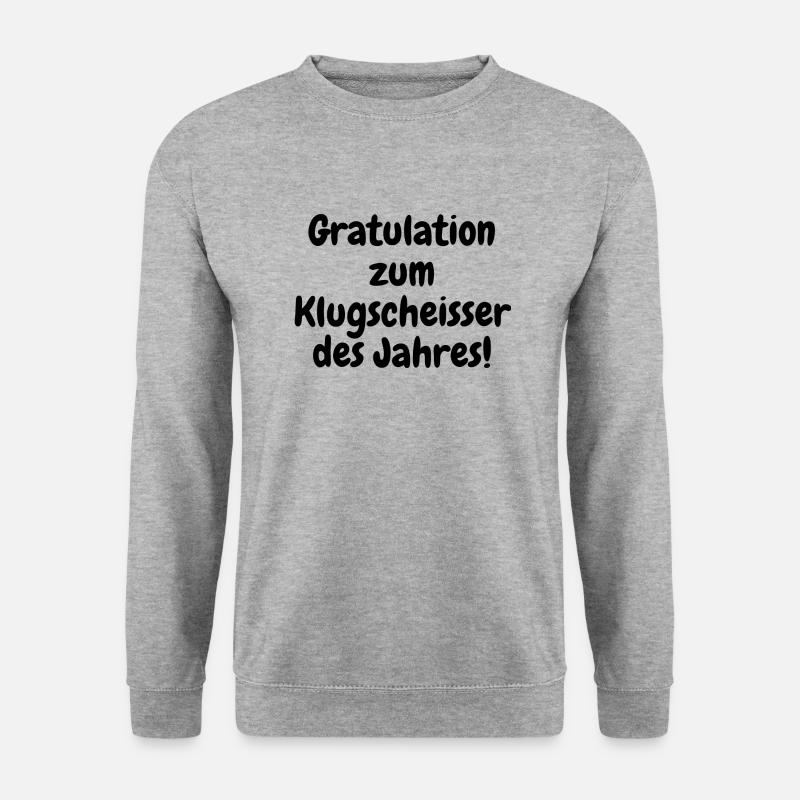 Gratulation zum Klugscheisser des Jahres! - Unisex Pullover - Weißgrau meliert