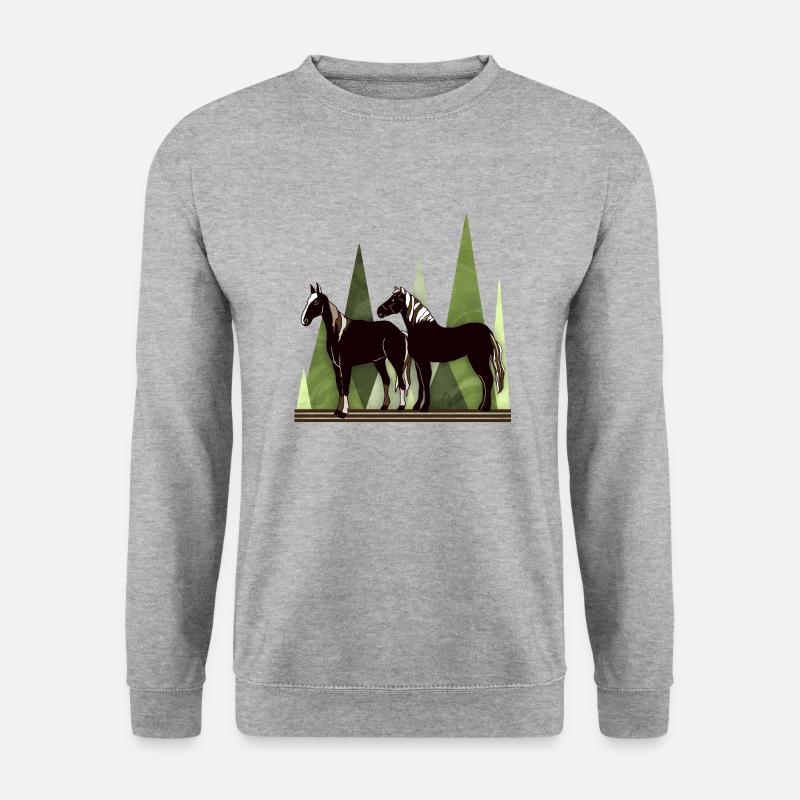 Pferde - Unisex Pullover - Weißgrau meliert
