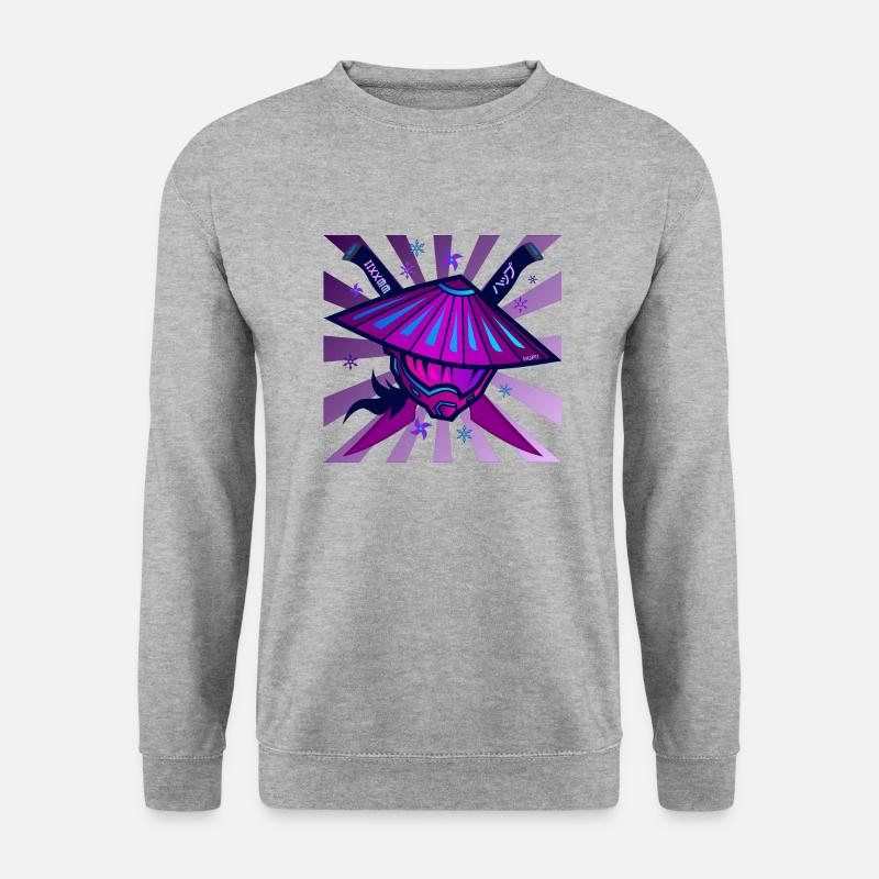 Samurai Monster Schwert Violet - Unisex Pullover - Weißgrau meliert