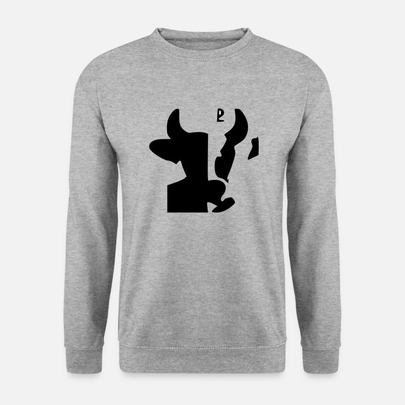 Kuh-Silhouette - Unisex Pullover - Weißgrau meliert