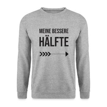 Valentinstag Partnershirt: meine bessere Hälfte - Unisex Pullover - Weißgrau meliert - Vorne - Alina (178cm) & Michal (187cm)