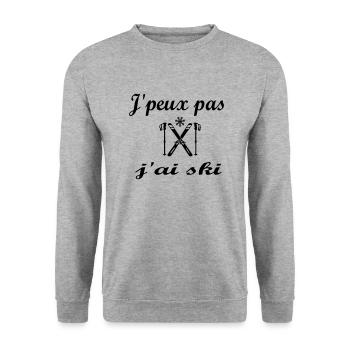 J' peux pas j' ai ski - Sweat-shirt Unisexe - gris chiné - Devant - Alina (178cm) & Michal (187cm)