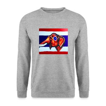 elefant thaiflagge - Unisex Pullover - Weißgrau meliert - Vorne - Alina (178cm) & Michal (187cm)