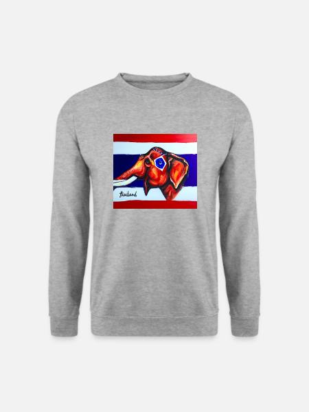 Thai Elefant - Unisex Pullover - Weißgrau meliert