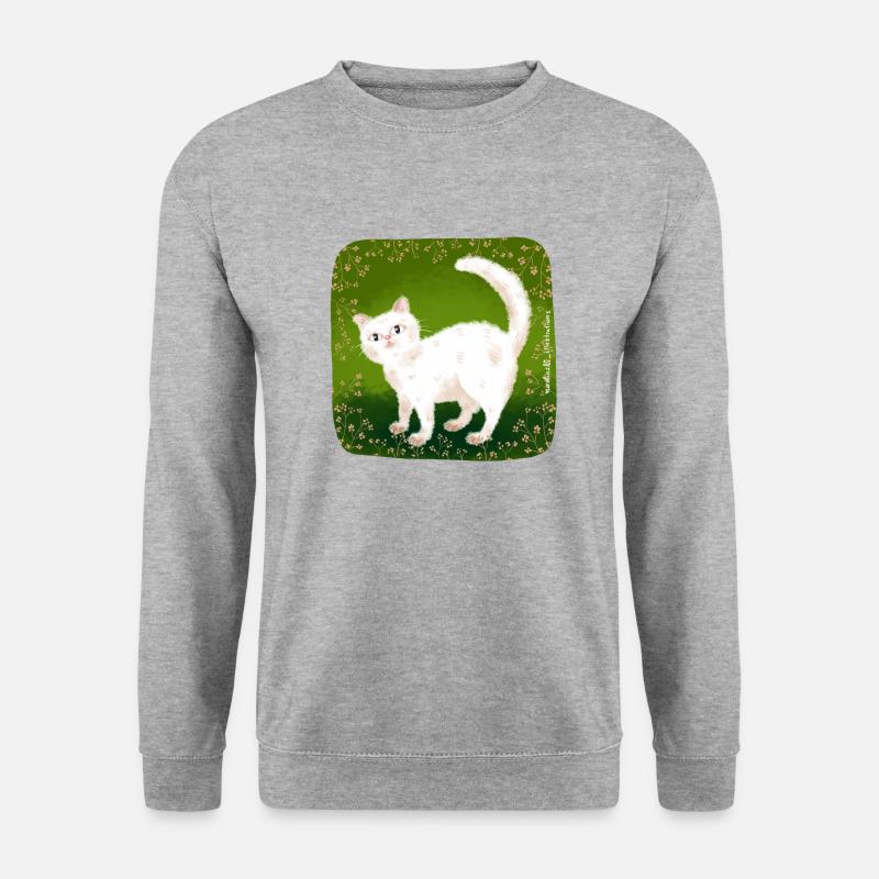 süße Katze - Unisex Pullover - Weißgrau meliert