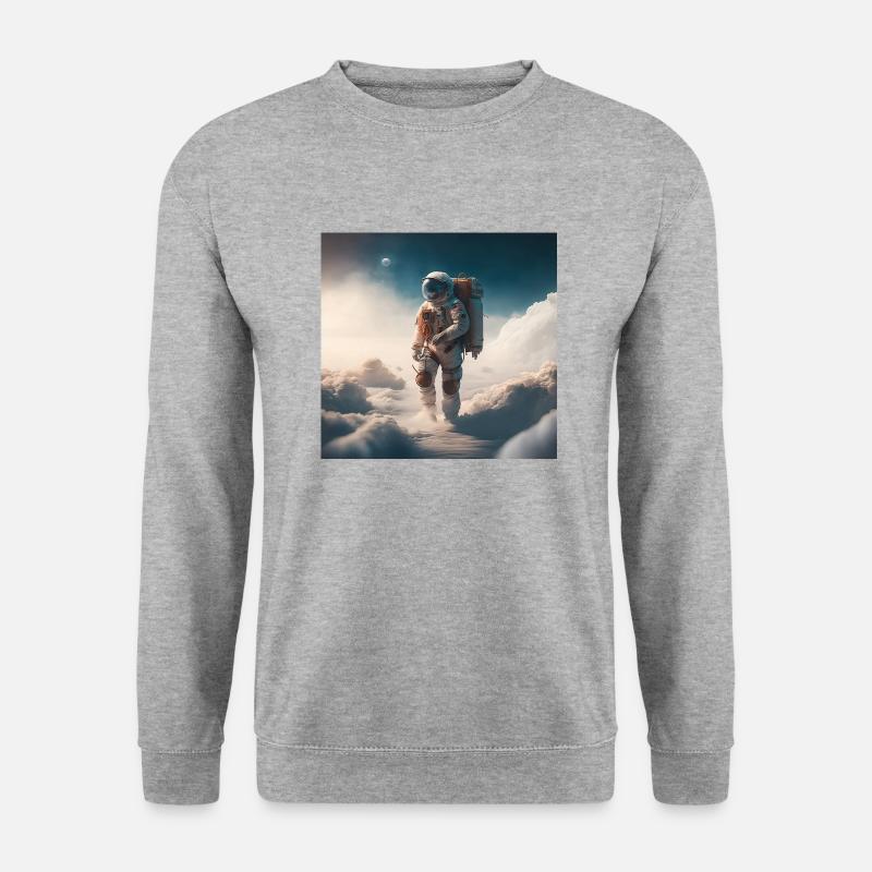 Ein Astronaut auf Wolken - Unisex Pullover - Weißgrau meliert