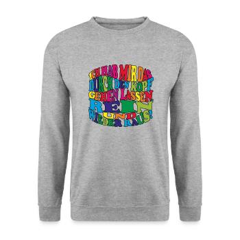 witziges Nicht-Nachdenken-Design / lustige Sprüche - Unisex Pullover - Weißgrau meliert - Vorne - Alina (178cm) & Michal (187cm)