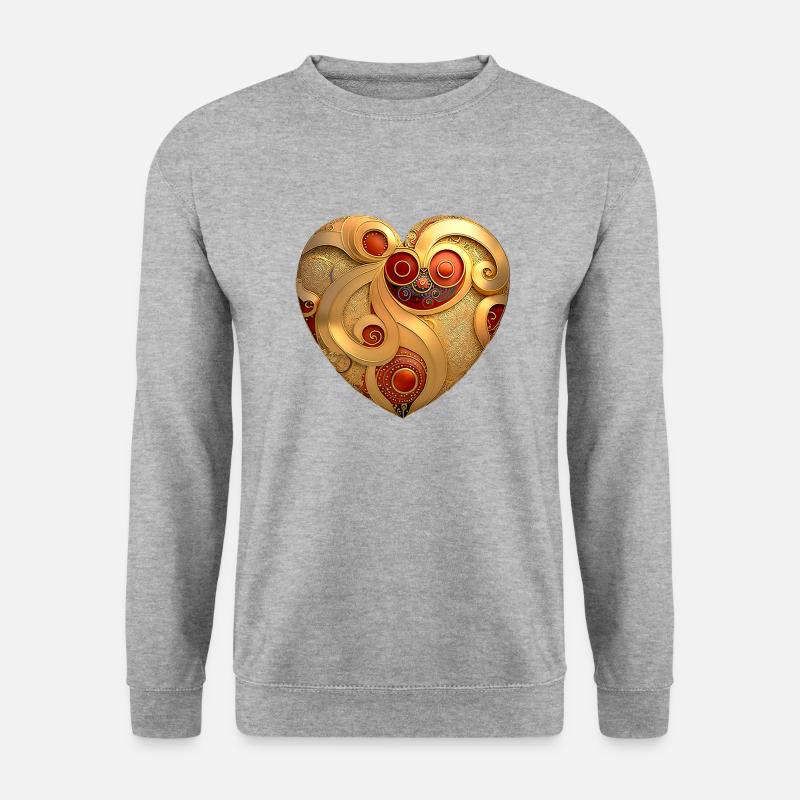 Goldenes Herz - Unisex Pullover - Weißgrau meliert