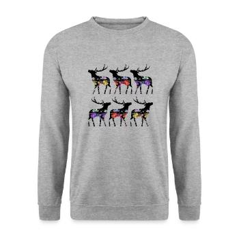 Hirsch - Unisex Pullover - Weißgrau meliert - Vorne - Alina (178cm) & Michal (187cm)