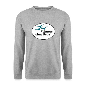 Fliegen ohne Reue - Unisex Pullover - Weißgrau meliert - Vorne - Alina (178cm) & Michal (187cm)