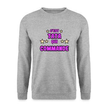 C'est tata qui commande - Sweat-shirt Unisexe - gris chiné - Devant - Alina (178cm) & Michal (187cm)