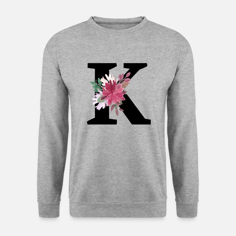 Buchstabe k blumig - Unisex Pullover - Weißgrau meliert