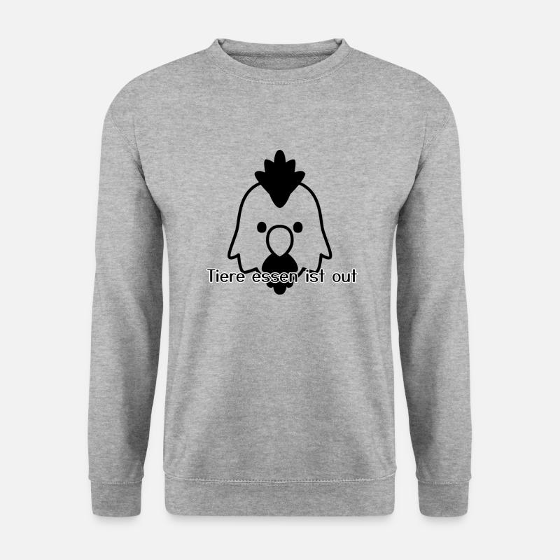 Tiere essen ist out! - Unisex Pullover - Weißgrau meliert