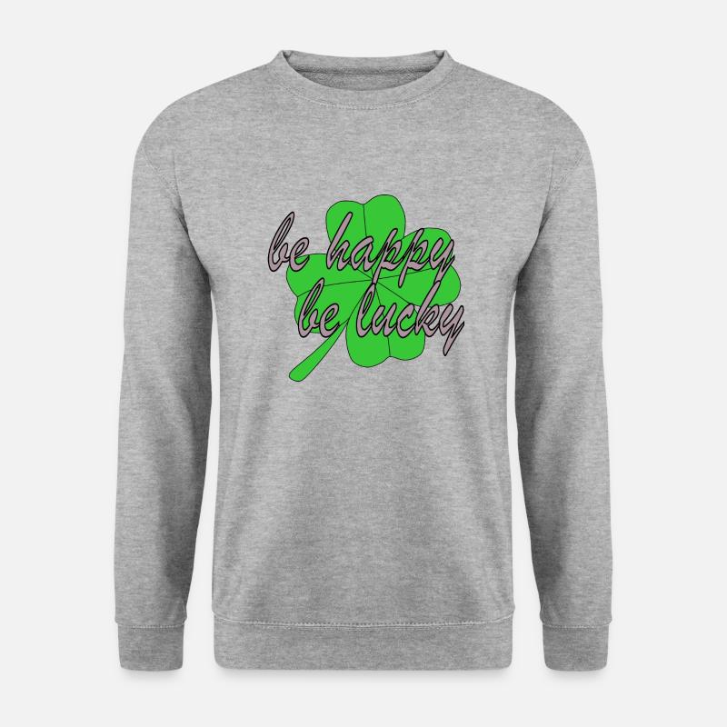 Vier Blättriges Kleeblatt Be Happy Be Lucky - Unisex Pullover - Weißgrau meliert
