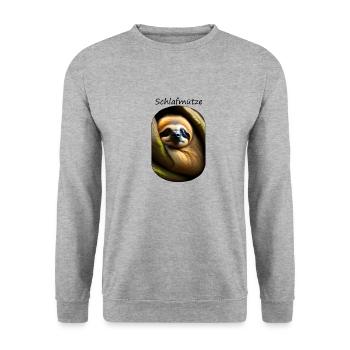 schlafendes Faultier - Unisex Pullover - Weißgrau meliert - Vorne - Alina (178cm) & Michal (187cm)