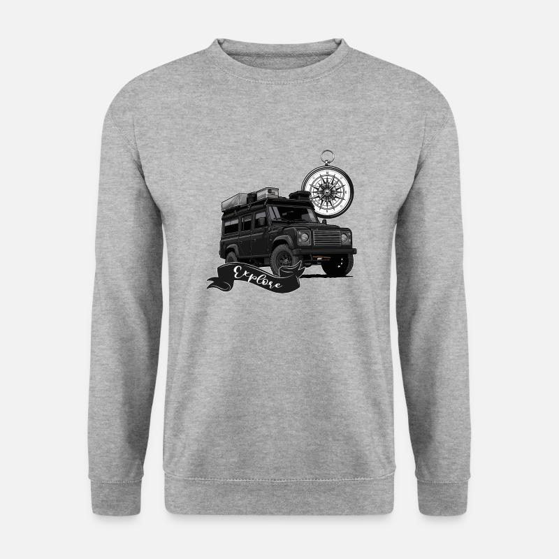 Defender // Dachzelt // Dachzeltnomaden // Outdoor - Unisex Pullover - Weißgrau meliert