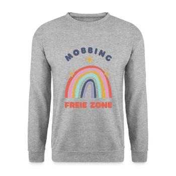 Mobbing-freie Zone - Unisex Pullover - Weißgrau meliert - Vorne - Alina (178cm) & Michal (187cm)