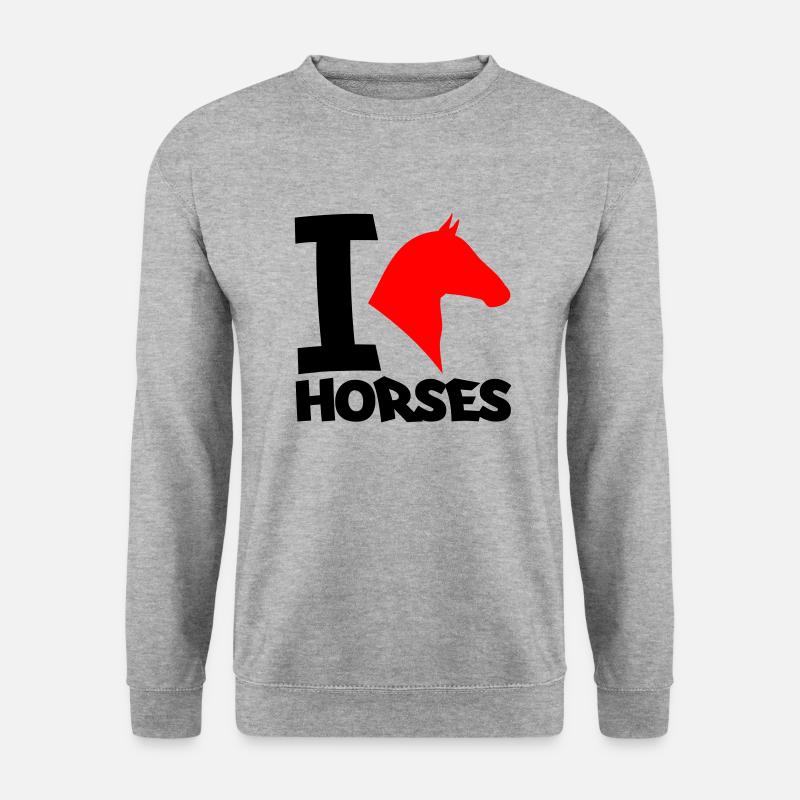 i love horses 2 2 - Unisex Pullover - Weißgrau meliert