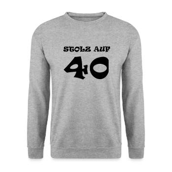 Stolz auf 40 Jahre - 40. Geburtstag - Unisex Pullover - Weißgrau meliert - Vorne - Alina (178cm) & Michal (187cm)